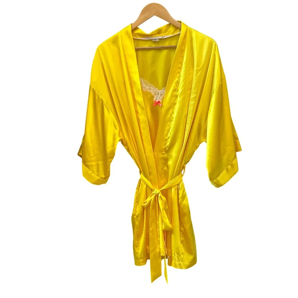 Y2K Victoria Secret Robe Slip Set Barbiecore Coquette Romantic Bold Sleepwear